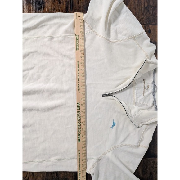 Tommy Bahama San Marino 1/4 Zip Pullover XXL Cream Embroidered Marlin w/Stretch - Picture 6 of 12